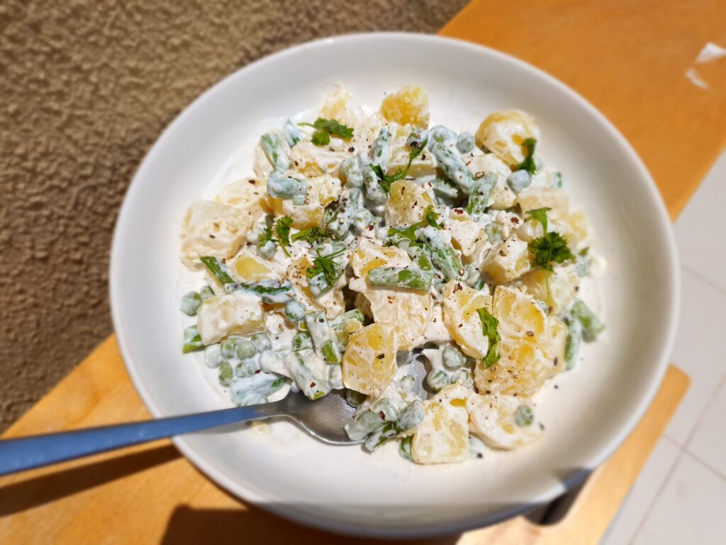 Potato salad plated